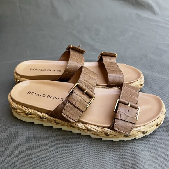 Donald Pliner Adjustable Larabee Sandals Shoes Sz 9 Leather Espadrille Slip On - Picture 6 of 9